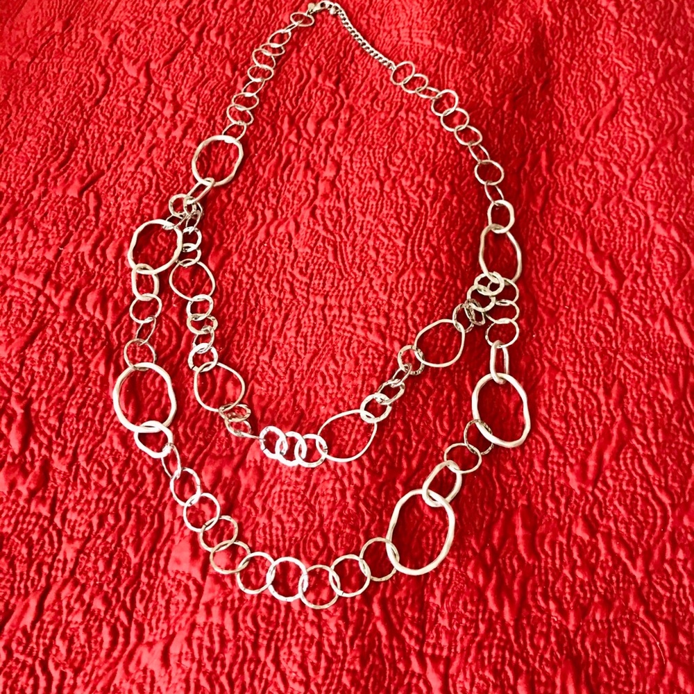 Silver double chain 18” necklace
